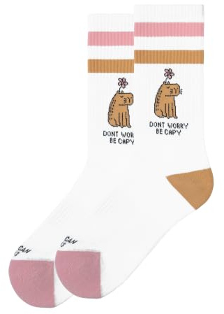 American Socks Halbhohe Socken, mit Be Capy-Aufdruck | hergestellt in Barcelona | Vegan Friendly, geruchsneutral, antibakterielles Material | doppelte Verstärkung an Sohle, Zehen und Ferse, Bedruckt,