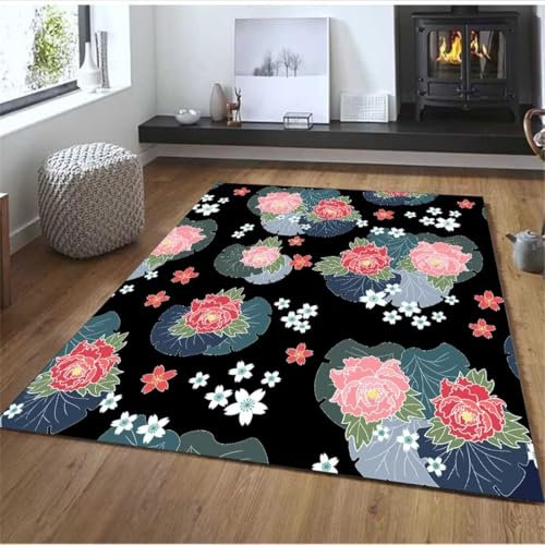 büro Teppich Teppich kinderzimmer Rosa Blumen farbige Blätter Muster Dekoration dauerhaft rutschfest Teppich Pastell 70X140CM