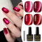 Shining She Gel Nail Polish Cat Eye, 4 Colours Rose Red Burgundy Crystal Magnetic Gel Polish with Magnet Soak-Off UV/LED Glitter Gel Polish for Nail Art Salon DIY Home, 8 ML