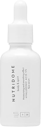 Nutridome Body & Spirit - Gesicht Serum mit Hyaluron 5% 30 ml - Hochdosiert Anti Aging Anti Falten, Glättung, Faltenreduktion - für alle Hauttypen - Feuchtigkeitsserum