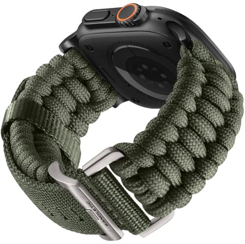 Bandletic kompatibel mit Apple Watch Ultra 2 Armbänder - Paracord Nylon Armband 49mm 45mm 46mm 44mm für iWatch Series Ultra SE 10 9 8 7 6 5 4, 42mm (3 2 1) Sport Armbänder für Herren Damen
