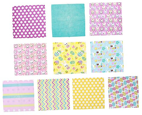 Operitacx 10 Stück Dekorative Garngefärbte Nähtücher mit Osterhasenmotiv Zum Basteln Patchwork- und Quiltstoffe für Die Dekoration mit Osterthema