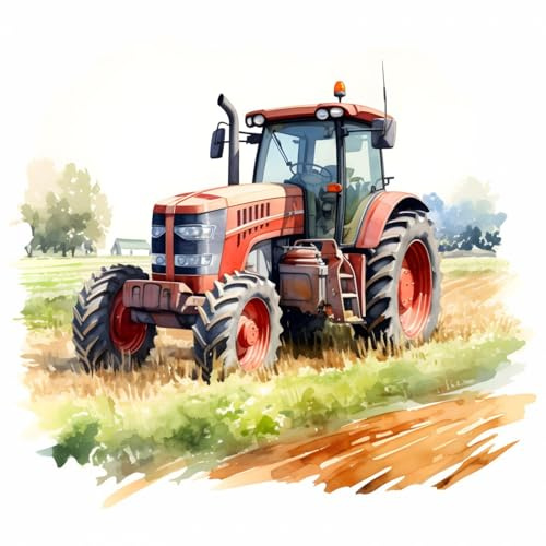 249 Wandtattoo roter Traktor Trecker in 4 vers. Größen Größe 1250 x 1250 mm