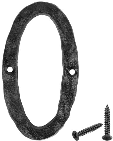 sourcing map House Address Number, 5.5 Inch Cast Iron Vintage Wall Number 0 Outside Numbers for Home Street Office Mailbox Sign, Black