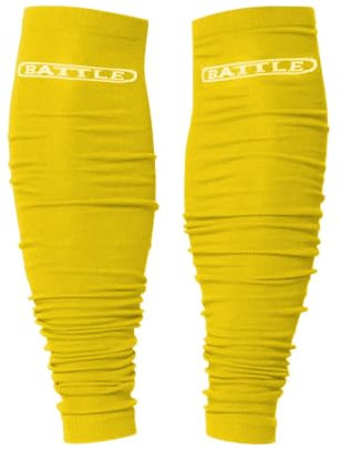 Battle Sports Long Scrunch Football Sock Sleeve, Extra Long Sport Calf Sleeve for Men & Boys, Yellow, Adult and Youth