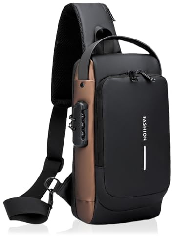 JIIJCAAC Anti-Theft Sling Bag for Men & Women – Secure Crossbody Bag with Password Lock & USB Charging Port, Waterproof Chest Bag for Hiking, Running, Travel