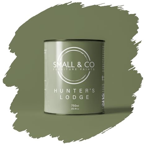 Small & Co Furniture Paint – Hunter's Lodge (Muted Olive Green) Quick Drying Matte Acrylic – Durable Water-Based Cabinet & Wood Paint – Interior & Exterior – 750ml