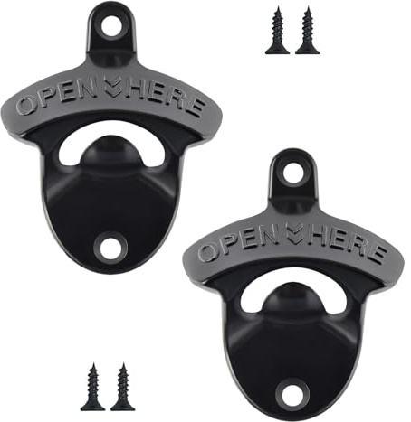 QZKJQDD 2 Stück Flaschenöffner wand, Zinklegierung Flaschenöffner, Schwarz Bieröffner Wand, Bierflaschenöffner geeignet für Bars, Küchen, Wohnungen, Terrassen, Restaurants usw