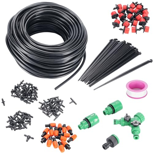 Ideoon Bewässerungssystem Garten & Beet Sprinkler 136-tlg - 40m - Zuschneidbar, effizient & wassersparend – Automatische Pflanzenbewasserung