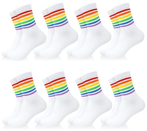 Sikweny 8 Paar Socken Bunt Halbhohe Fahrrad Socken 37–41 Gepolsterte Rennrad Socken, Leichte Radsocken, Atmungsaktiv, Unisex, für Herren & Damen