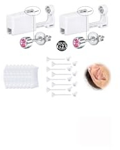 WillTen G23 Titan Piercing Stechen Set Gold Silber, 2Pack Ohrring Pistole mit vorinstallierten steckern, Ohrring Stechen für Ohrläppchen Ohrknorpel, Piercing Set mit Ohrmuschelüberzügen