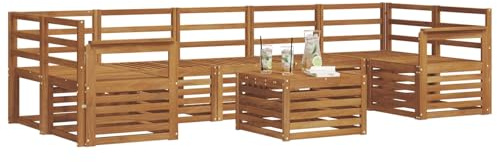 vidaXL Sofagarnituren 8 pcs Natur Massivholz Akazie, Elegantes Garten-Sofa, modernes Lounge-Set für draußen, langlebige Terrasse, gemütliche Sitzmöbel