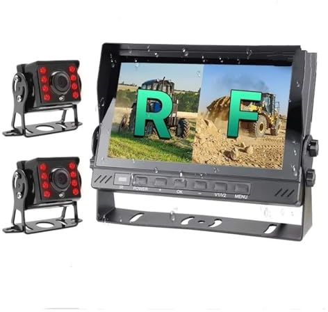Reverse Camera IPS AHD 7 IP66 Waterproof 2CH Split Screen DVR Monitor Recorder 1080P Front Rear View Vehicle Camera For Truck Bus Car(None,Only DVR Monitor)