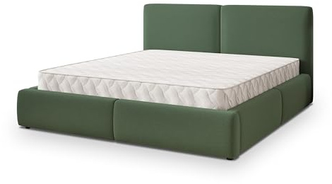 Masseno Polsterbett FELURO SR 120x200 cm, Doppelbett, Bettkasten, Stauraum, Lattenrost Und Kopfteil - Grün, SORO 72