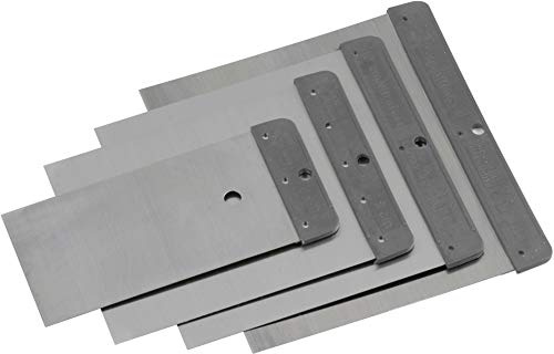 Meister Japanspachtel-Satz 4-teilig - 50 mm, 80 mm, 100 mm und 120 mm - Blatt aus Federbandstahl - Säurefest und Flexibel - Zum Verfüllen und Glätten / Metallspachtel / Flächenspachtel / 4231000 | 50 mm, 80 mm, 100 mm und 120 mm – Blatt aus Federbandstahl – Säurefest und Flexibel – Zum Verfüllen und Glätten