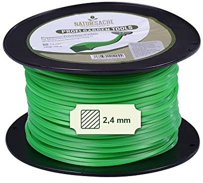 Natursache Trimmerfaden Mähfaden für Rasentrimmer in grün - Freischneider Faden extra reißfest für maximalen Schnitt und Motorsensen Leistung (2,4 mm)