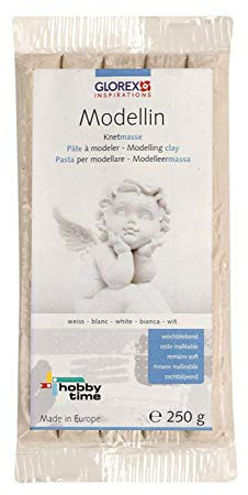 Glorex 6 2320 12 - Modellin 250 g weiß, weichbleibende Korrekturmasse für Formbau
