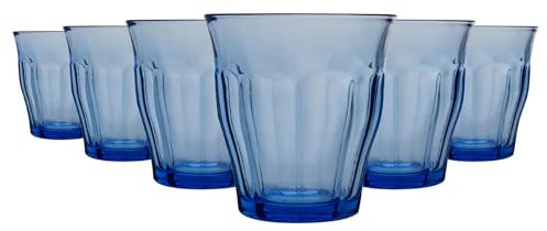 Duralex Verres è Boire Picardie - Gobelets 310 ML pour Eau, jus - Bleu - Paquet de 12