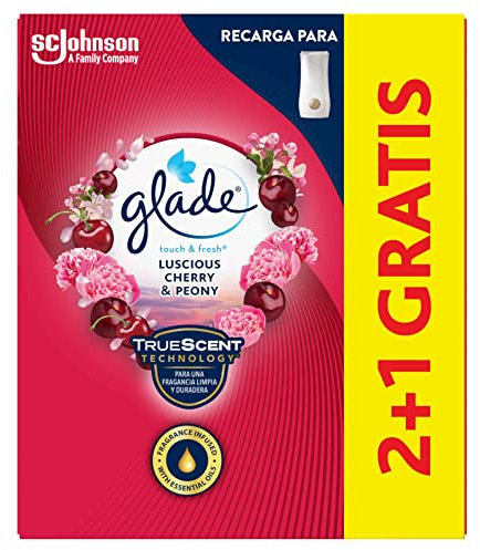 GLADE by Brise Ambientador un Toque Peonía y Cereza Recambio, 3 Unidades