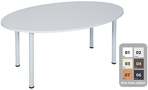 Dila GmbH Besprechungstisch Schreibtisch Konferenztisch Oval Tisch Büromöbel Schreibtische (Weiß, 170 x 110)