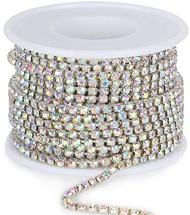 10mx3mm Strassband Rhinestones Strasssteine zum Aufnähen Strass Borte Band Strassband Glitzerband Basteln für Schmuck Machen Nähen Handwerk DIY Hochzeit Deko