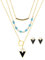FOCALOOK Damen Schmuck-Set Multilayer Collier Türkis Perlen Kette Kreis Doppel-Dreiecke Anhänger Halskette Ohrstecker Set - 18k vergoldet