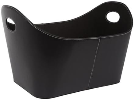 Perel Holzkorb, Lederoptik, schwarz, 34 x 34 x 118 cm