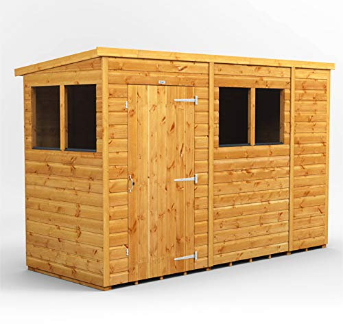 Power Sheds 10 x 4 wooden shed. 10x4 pent wooden garden shed.