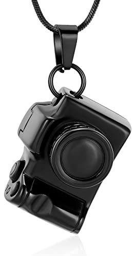 Camera Cremation Jewelry Urn Necklace for Ashes Stainless Steel Memorial Pendant for Loved Ones Digital Camera Keepsake Ash Jewelry, Metal, not