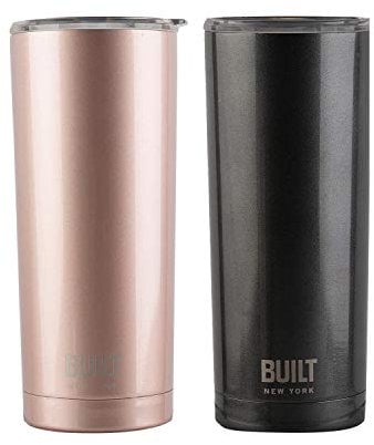 Built Insulated Travel Mug/Vacuum Flask, Stainless Steel, Charcoal Grey, 565 ml + Rose Gold, 590 ml