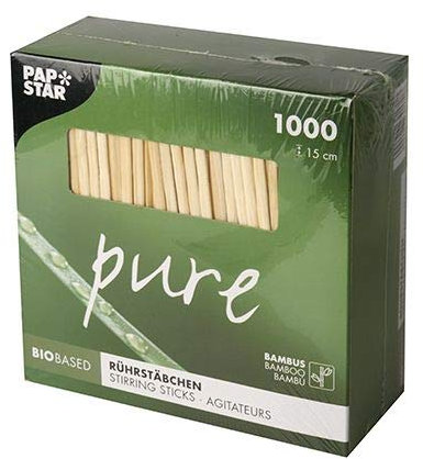 Papstar 88136 Lot de 1000 Baguettes mélangeurs en Bambou 15 cm x 3 mm