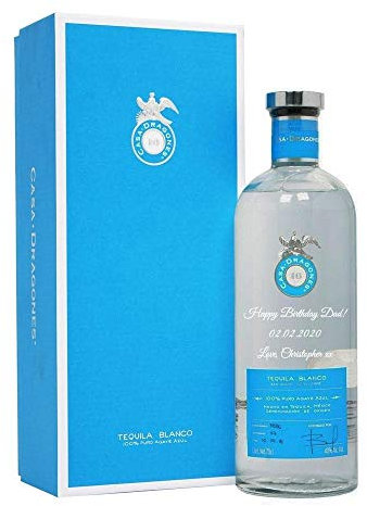 Personalised Casa Dragones Blanco Tequila, Customised Engraved Tequila Gifts for Men, Bottle of Mexican Liquor with Custom Engraving, Alcohol Gift for Christmas, Father’s Day, Birthday, 70cl/ 40%