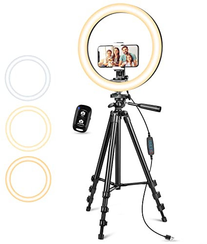 Aureday Stativ für Ringlicht, 12 Zoll Ringlicht mit Stativ mit 50 Zoll Stativ Ständer für Live Stream/Makeup/YouTube Video/Fotografie, Selfie Ringlicht Kompatibel mit Handys, Webcams und Kamera