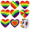 EROSPA® 500 Stück Sticker | Aufkleber Rund Ø 25 mm - 1 Rolle - Herz - Rainbow/Regenbogenfarben - Gay Pride LGBT Smiley (Style B)