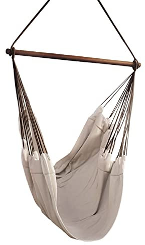AmeliaHome Hängesessel 100x130 cm zum Aufhängen Belastbarkeit bis 150 kg Hängestuhl Hängesitz Calero Beige Braun