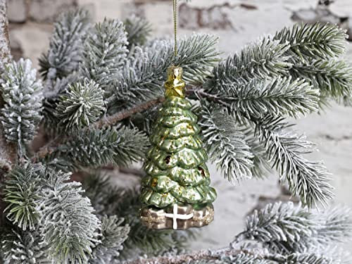 Chic Antique Weihnachtskugel Kugeln, Tropfen, Zapfen, Anhänger,Antik Glaskugel m.Muster Vintage Christbaumkugel Weihnachten X-Mas versch. Größen und Formen Skan Design (51930-21 H11,5cm Baum)