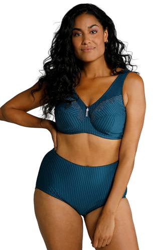 Ulla Popken Damen Entlastungs-BH, ohne Bügel, Strassanhänger, Cup C - G BRA, petrol, 105D