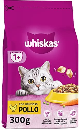 Whiskas Trockenfutter Adult 1+ mit Huhn - Trockenfutter für ausgewachsene Katzen, 14 x 300 g