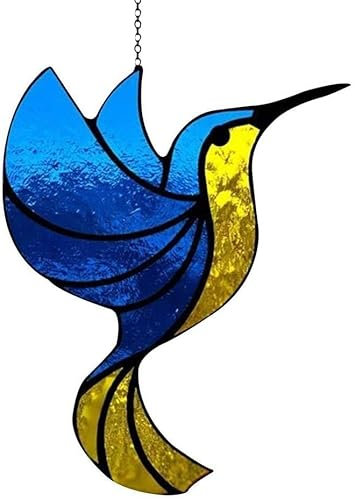 Colgante de cristal de colibrí para ventana, adorno de aleación, vidrieras, decoración colgante para el hogar, amantes de los pájaros