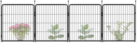 FXW Panneaux décoratifs de clôture de jardin, clôture pour chien pour cour, en métal robuste, 81,3 cm de haut, 2,7 m de long au total, noir