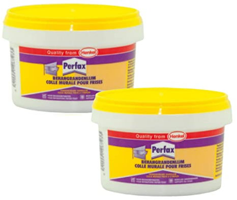 Perfax Tapeten und Bordüren Kleber, Ideal zum Kleben von dekorativen Tapetenkanten, fast alle Oberflächen, auch für Styroporplatten geeignet, direkt gebrauchsfertig, Größe 2x 250g