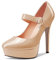Castamere Women Stiletto High Platform Heel Round Toe Mary Jane Pumps Court Shoe Slip-on Classic Cute Dress 13 CM Heels Beige 9 UK