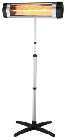 Melchioni Family LAVIK, Elektroherd für Außen und Innen, 2000 W, 2 in 1, Boden oder Wand, Stehlampe, Ausziehbare Stange bis zu 2 Meter, Thermostat, Überhitzungsschutz