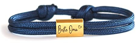 myGreta Personalisiertes Gravur Armband mit Wunschgravur, Beste Oma, Segeltau Armband, Surferarmband, Edelstahl, Muttertag, Geschenkidee
