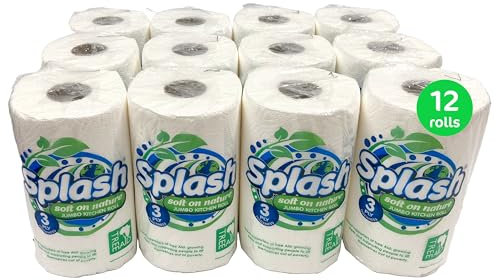 Jumbo Rolls Splash Soft on Nature, 3PLY Thickness Eco Friendly Sustainable Kitchen Towel Paper (12)