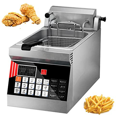 Friggitrice Elettrica Professionale in Acciaio Inossidabile 2500W 5.5L Friggitrice da Cucina da Banco di Grande capacità con Cestello e Coperchio, per Ristorante, Casa, Supermercato