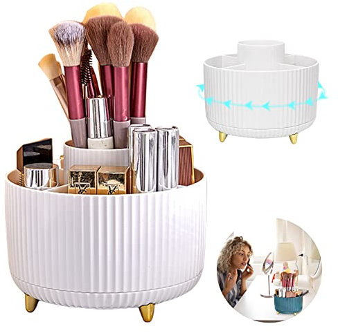 Seasboes Kosmetik Make Up Organizer, 360°Drehbarer Pinsel Organizer, Kapazität Kosmetikregal, Große Rotating Aufbewahrungshalter, Multifunktionale Aufbewahrung für Decor Schlafzimmer Frisiertisch