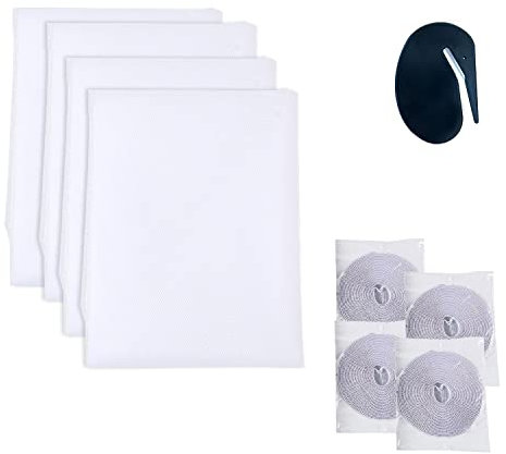 4 Pezzo Zanzariera per Finestra, 130 x 150 CM, Zanzariera Universale Finestre, Zanzariera Magnetica per Finestra, per Anti Zanzare Insetti e Mosche(Bianco)