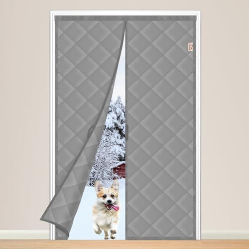 Yotache Magnet Wärmeschutzvorhang, Thermo Türvorhang 90 x 220 cm Winddicht Wärmeschutz für Balkontür, Oxford Tuch mit Polyester Baumwolle Warm Winter