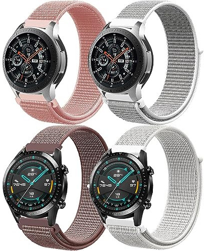 Bracelet pour Samsung Galaxy Watch 3 45mm/Galaxy Watch 46mm/Gear S3 Frontier, 22mm 4Pack Bracelets de Nylon Loop pour Huawei Watch Gt 2/Gt 3/Gt 46mm/Watch 2/Garmin Venu/Venu 2 Montre Band Homme Femme